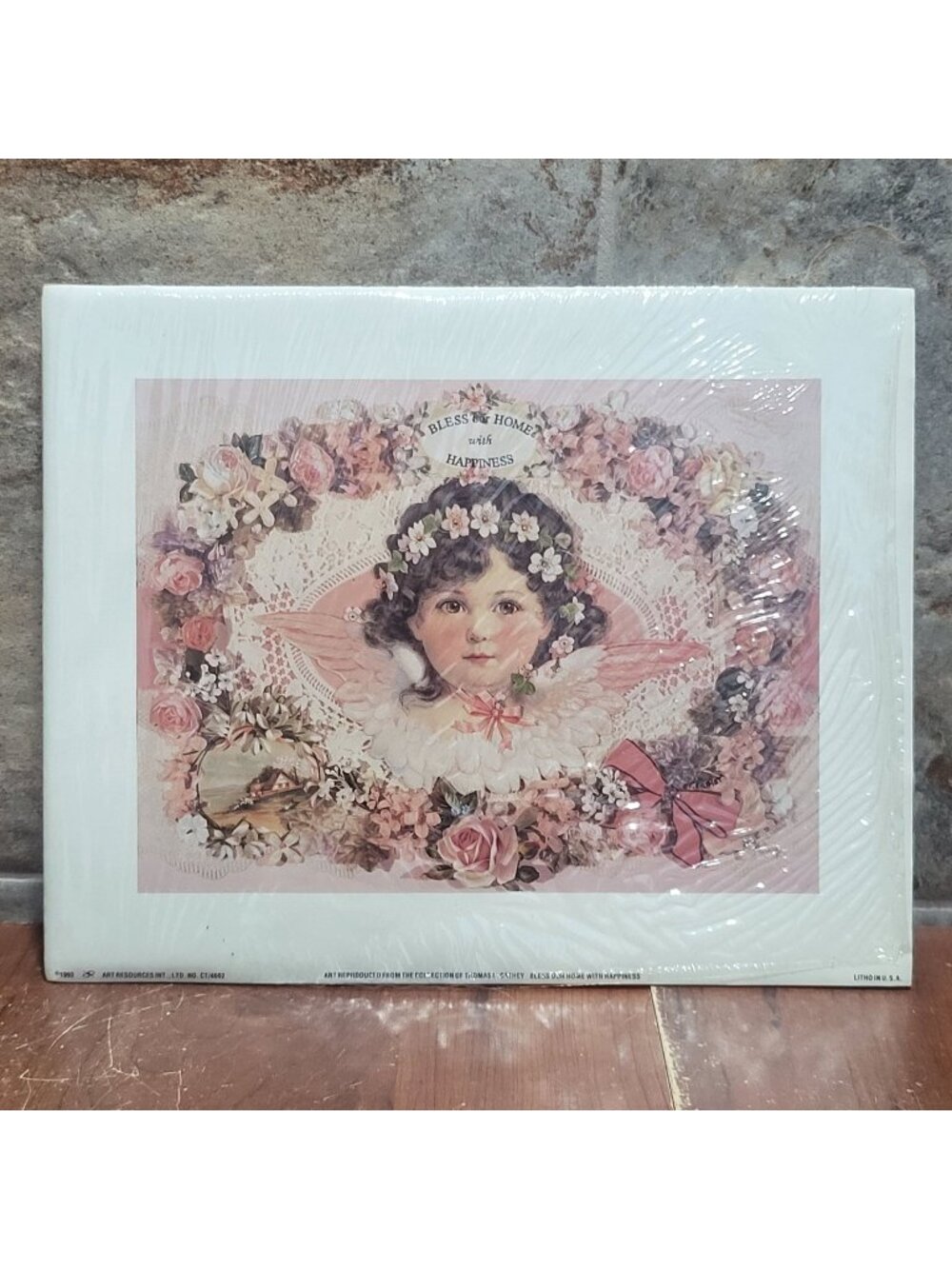 Vintage Unframed Bless Our Home with Happiness Art Print 1993 Thomas Cathey